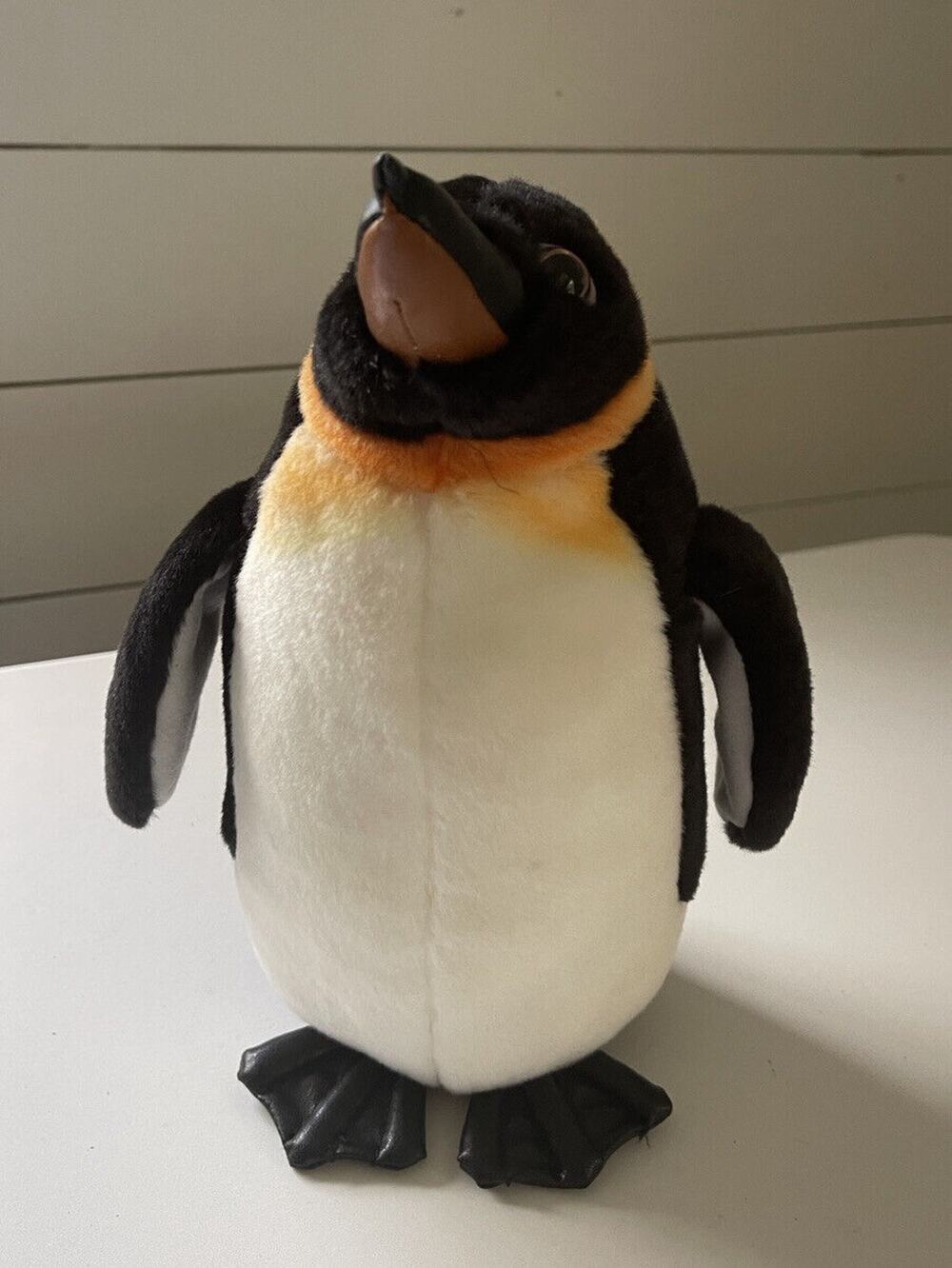 Sea World Emperor Penguin Plush 11" Stuffed Animal Toy Faux Leather Feet & Bill